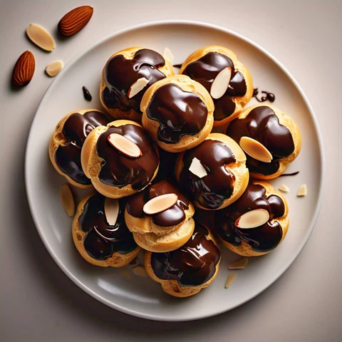 ​Savor French Elegance: Andy Anand’s Dark Chocolate Almond Profiteroles